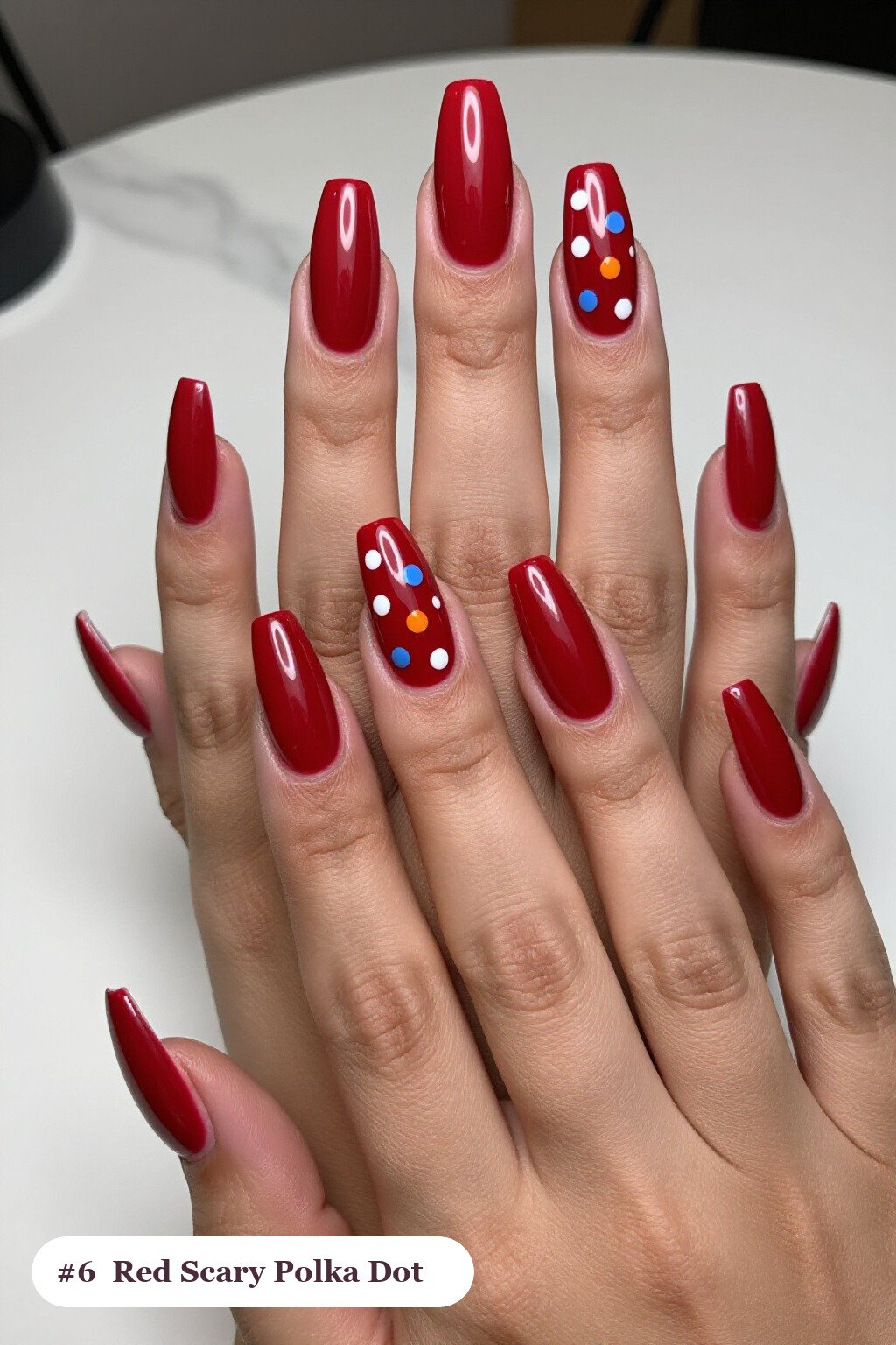 Blood‑Red Polka Dot Square Nails: Best Shades for Every Season - scary halloween nail designs