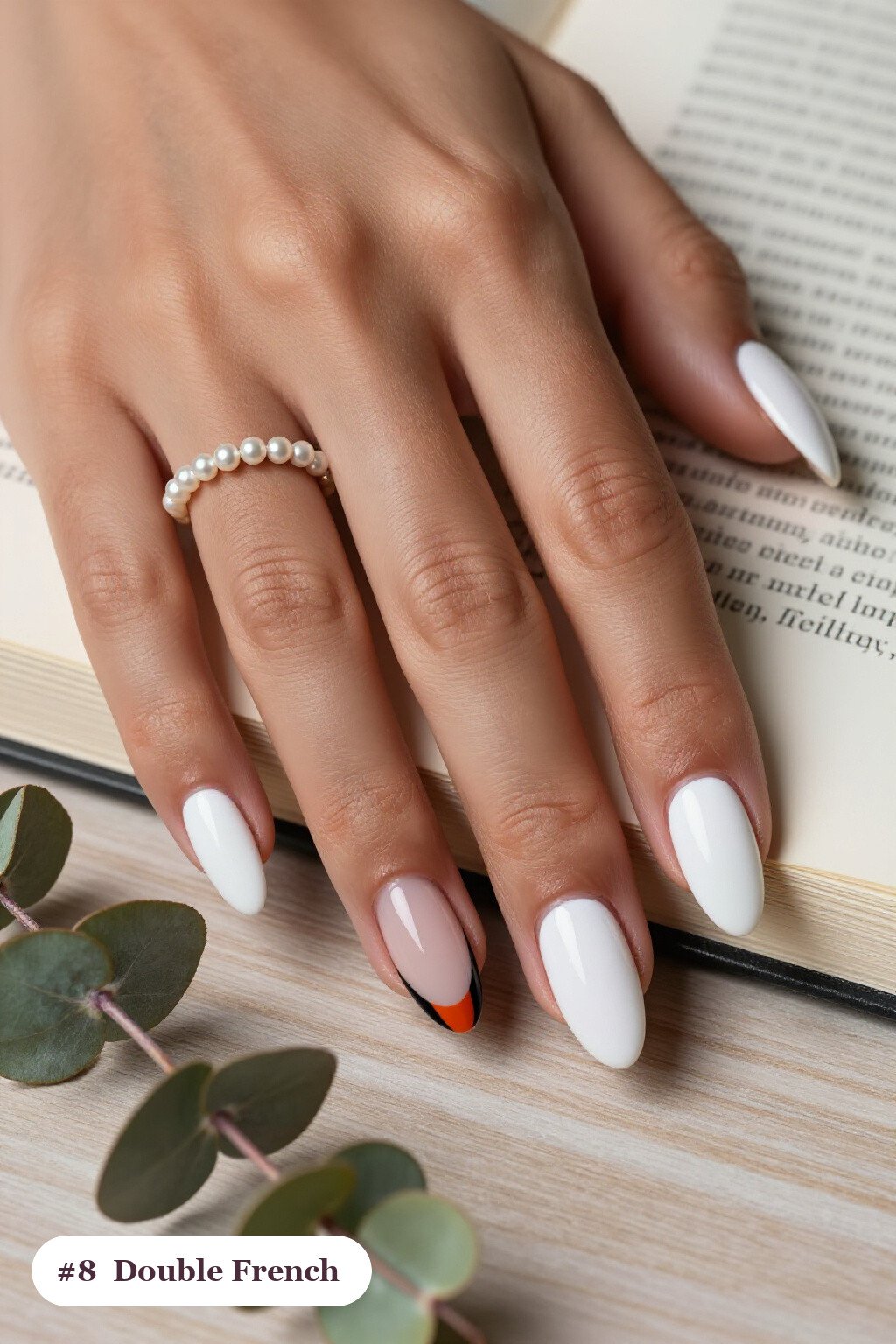 Bone‑White Coffin Nails with Double‑Line French Tips - scary halloween nail designs