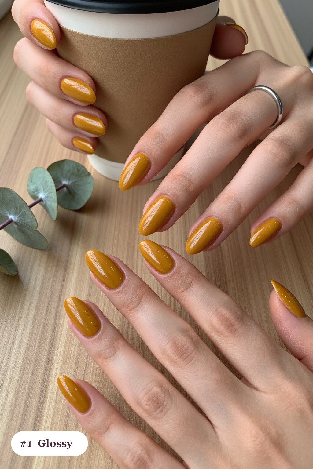 Mustard Mirror‑Gloss Almond Nails – September Fall Nails Showstopper - september fall nails