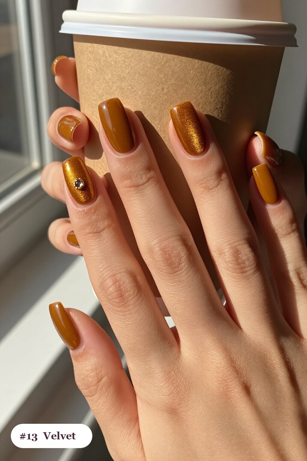 Mustard Velvet‑Shimmer Square Nails: How to Make Them Last Longer - september fall nails