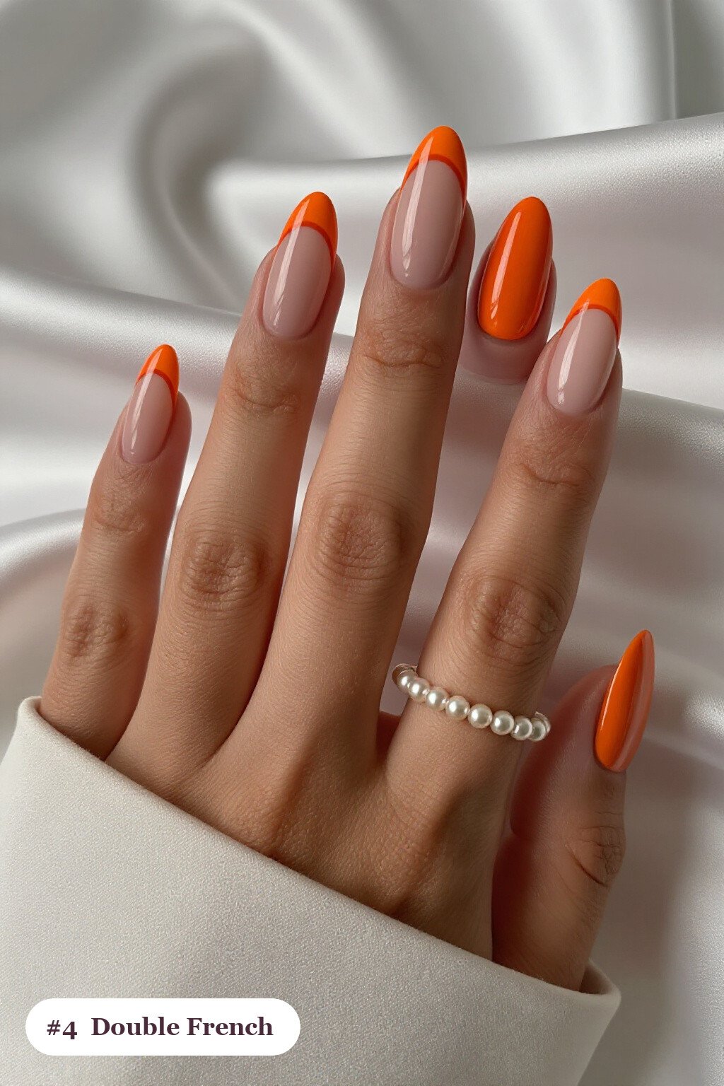 Burnt Orange Double‑Line French Coffin Nails – September Fall Nails - september fall nails