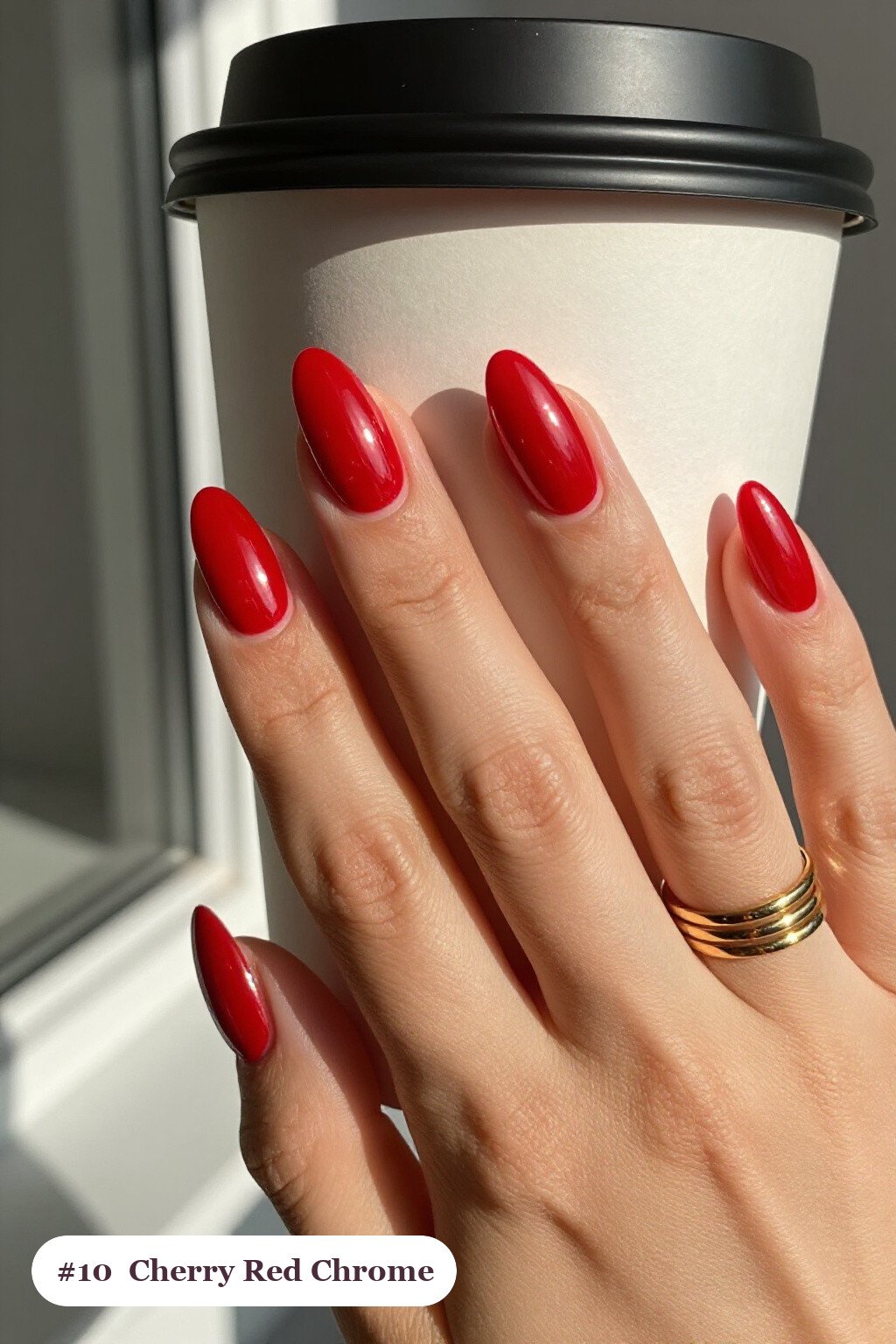 Cherry Red Liquid Chrome Almond Nails: How to Make Them Last Longer - short almond nails
