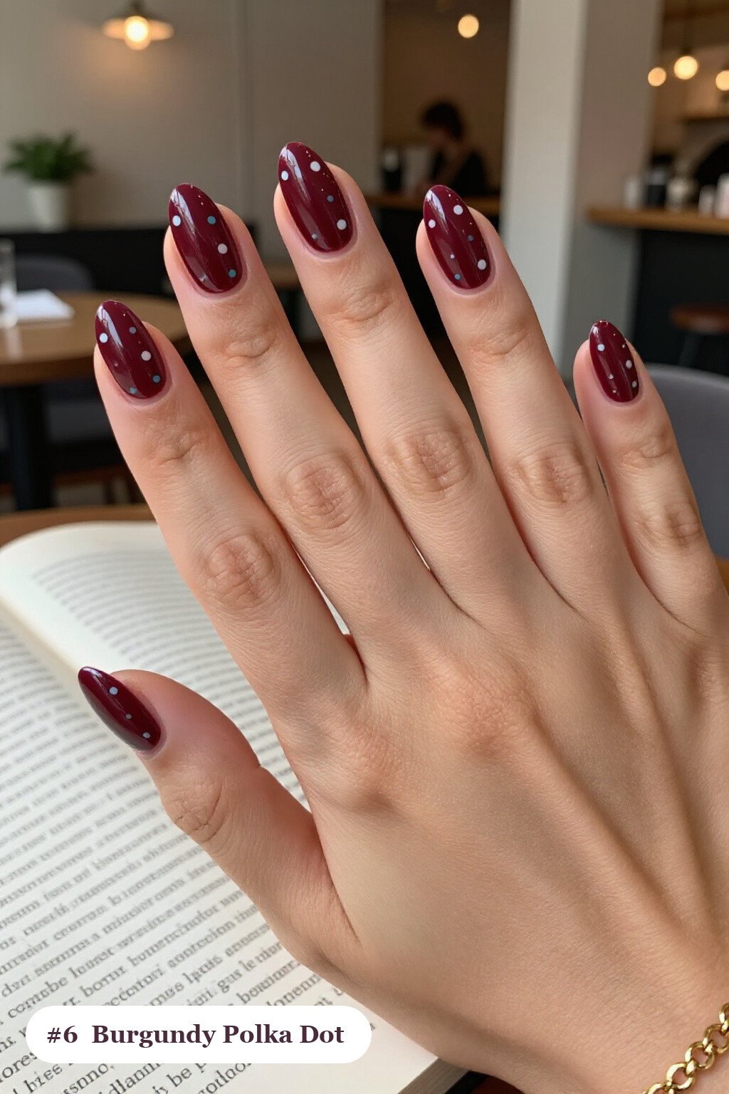 Burgundy Polka Dot Almond Nails: Best Shades for Every Season - short almond nails