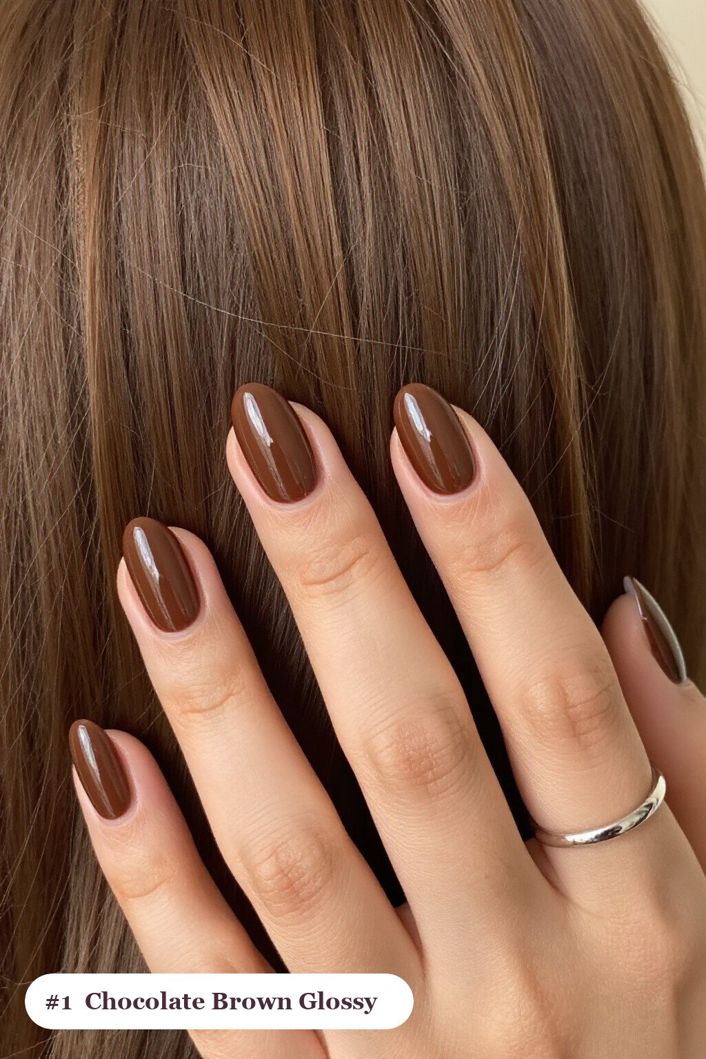Glossy Chocolate Brown Short Almond Nails: Autumn Mirror‑Gloss Perfection - short almond nails fall