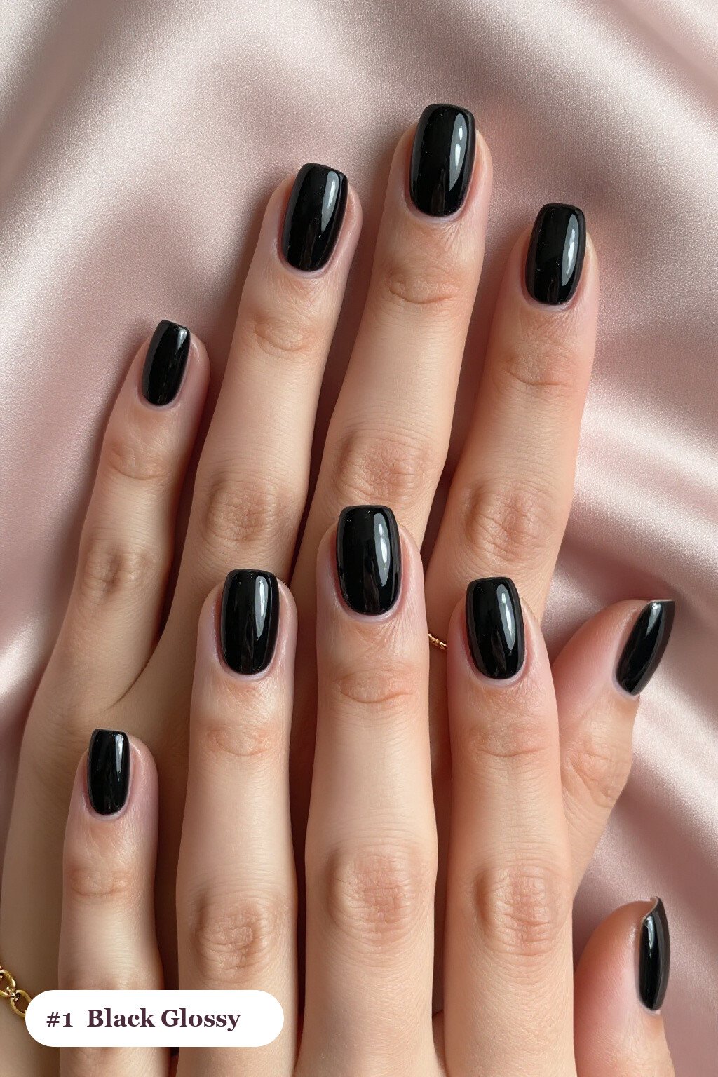 Short almond black nails in a flawless mirror-glossy full-colour finish, perfect for halloween - short halloween nails black Short almond black nails in a flawless mirror-glossy full-colour finish, perfect for halloween - short halloween nails black