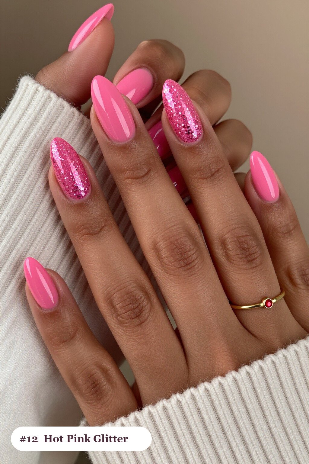 Hot Pink Glitter‑Gradient Almond Nails for Festive Thanksgiving - short thanksgiving nails Hot Pink Glitter‑Gradient Almond Nails for Festive Thanksgiving - short thanksgiving nails