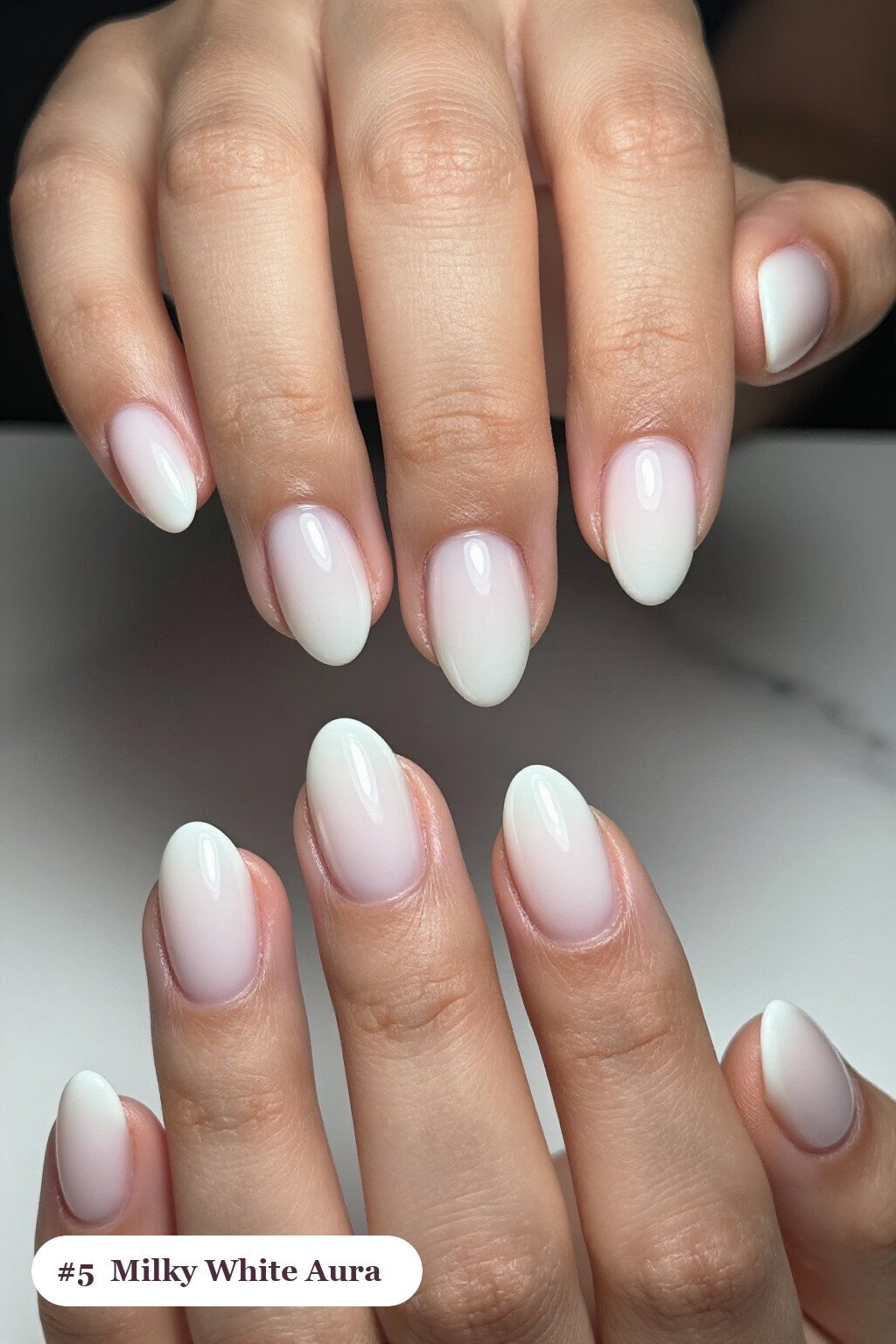 Milky White Almond Nails with Airbrushed Aura: How to Make Them Last Longer - short thanksgiving nails Milky White Almond Nails with Airbrushed Aura: How to Make Them Last Longer - short thanksgiving nails