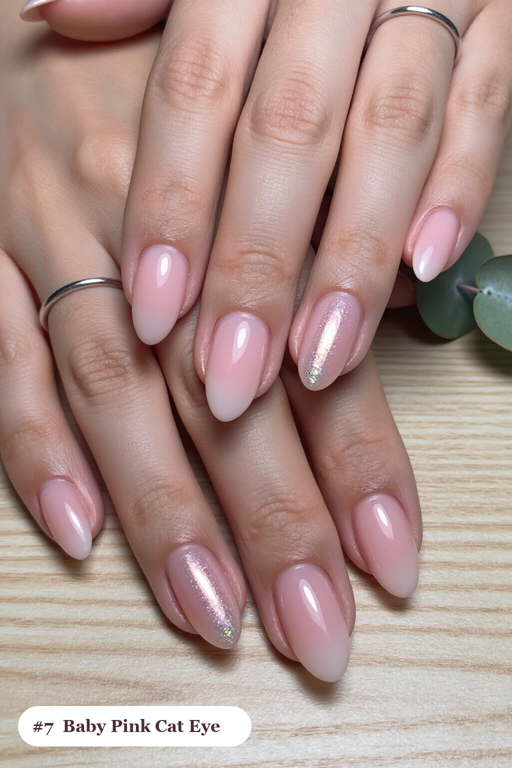 Baby Pink Almond Nails with a Gemstone‑Glow Shimmer Band - short thanksgiving nails Baby Pink Almond Nails with a Gemstone‑Glow Shimmer Band - short thanksgiving nails