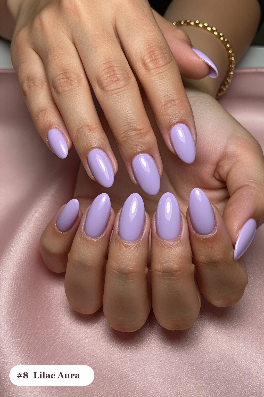 Lilac Almond Nails with Airbrushed Aura Center: Simple Almond Nails Designs - simple almond nails designs