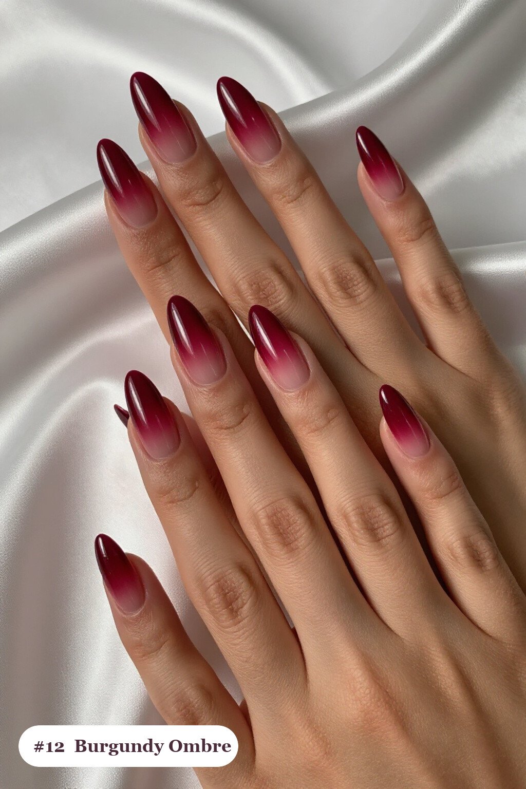 Long Ballerina Burgundy Two‑Colour Ombre Melting from Cuticle - simple fall nails Long Ballerina Burgundy Two‑Colour Ombre Melting from Cuticle - simple fall nails
