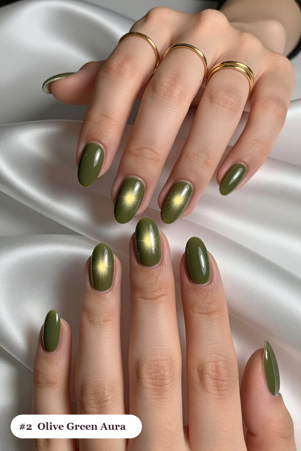 Long Ballerina Olive Green Nails with Airbrushed Aura Centerpiece - simple fall nails Long Ballerina Olive Green Nails with Airbrushed Aura Centerpiece - simple fall nails
