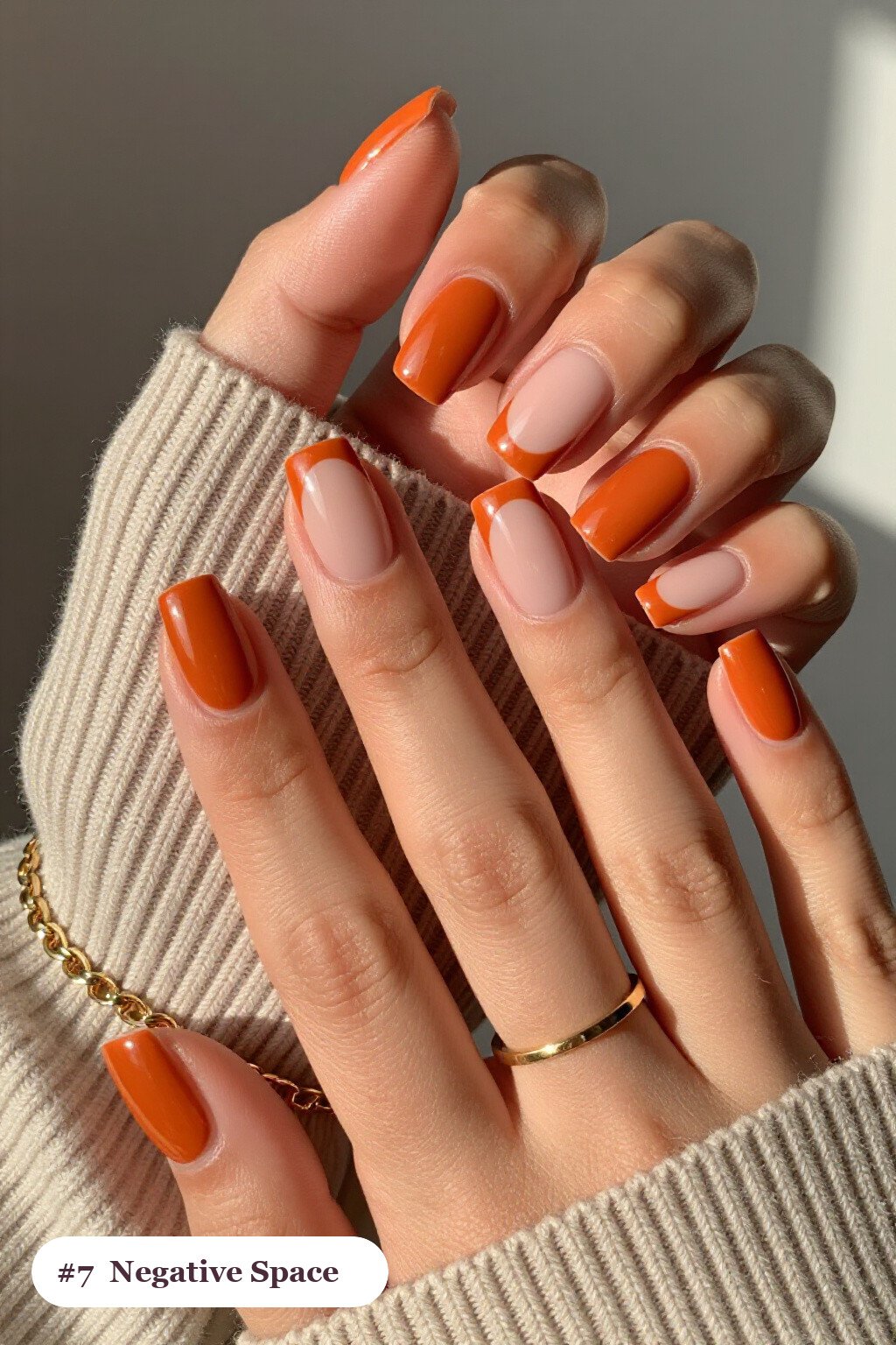 Short Square Burnt Orange Negative‑Space: On Short Nails - simple fall nails Short Square Burnt Orange Negative‑Space: On Short Nails - simple fall nails