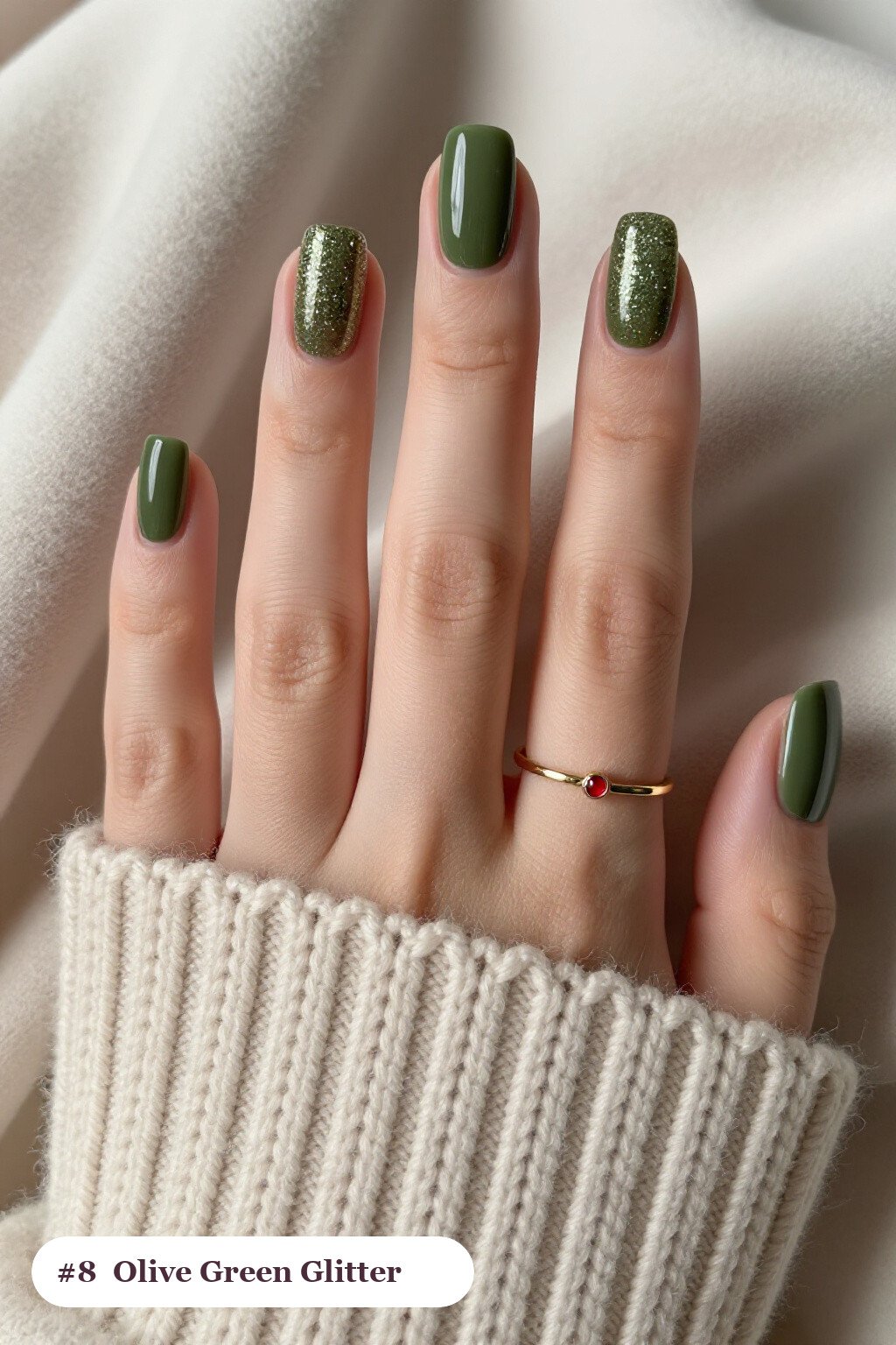 Medium Square Olive Green Glitter Gradient: Best Shades for Every Season - simple fall nails Medium Square Olive Green Glitter Gradient: Best Shades for Every Season - simple fall nails