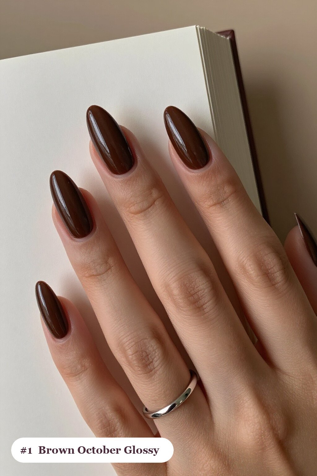 Chocolate Brown Almond Nails with Mirror‑Gloss Finish – October’s Show‑Stopper - simple october nail designs