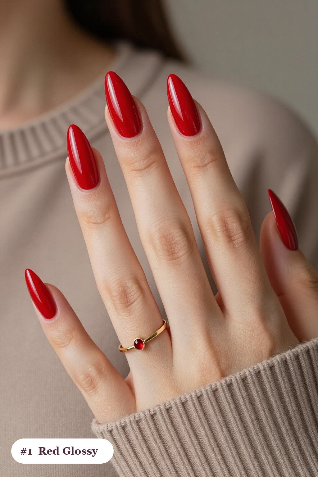 Mirror‑Glossy Long Stiletto Red Nails: The Ultimate Simple Red Nails Statement - simple red nails