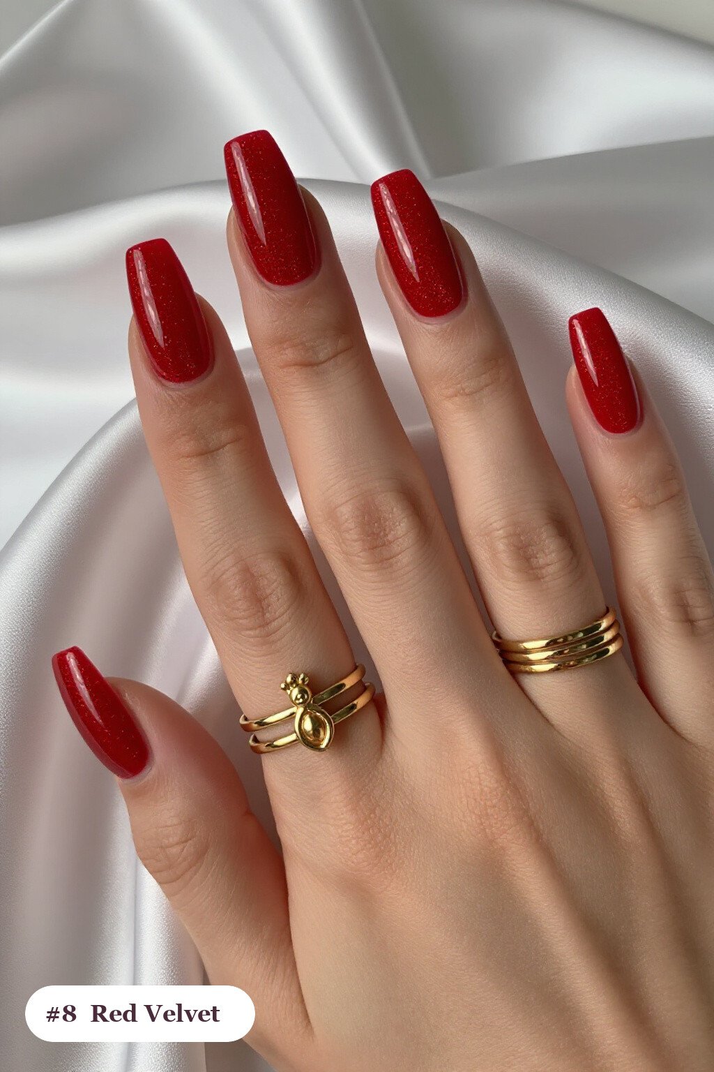 Long Square Red Nails in Velvet Shimmer with One Glossy Gold‑Charm Accent: How to Make It Last Longer - simple red nails