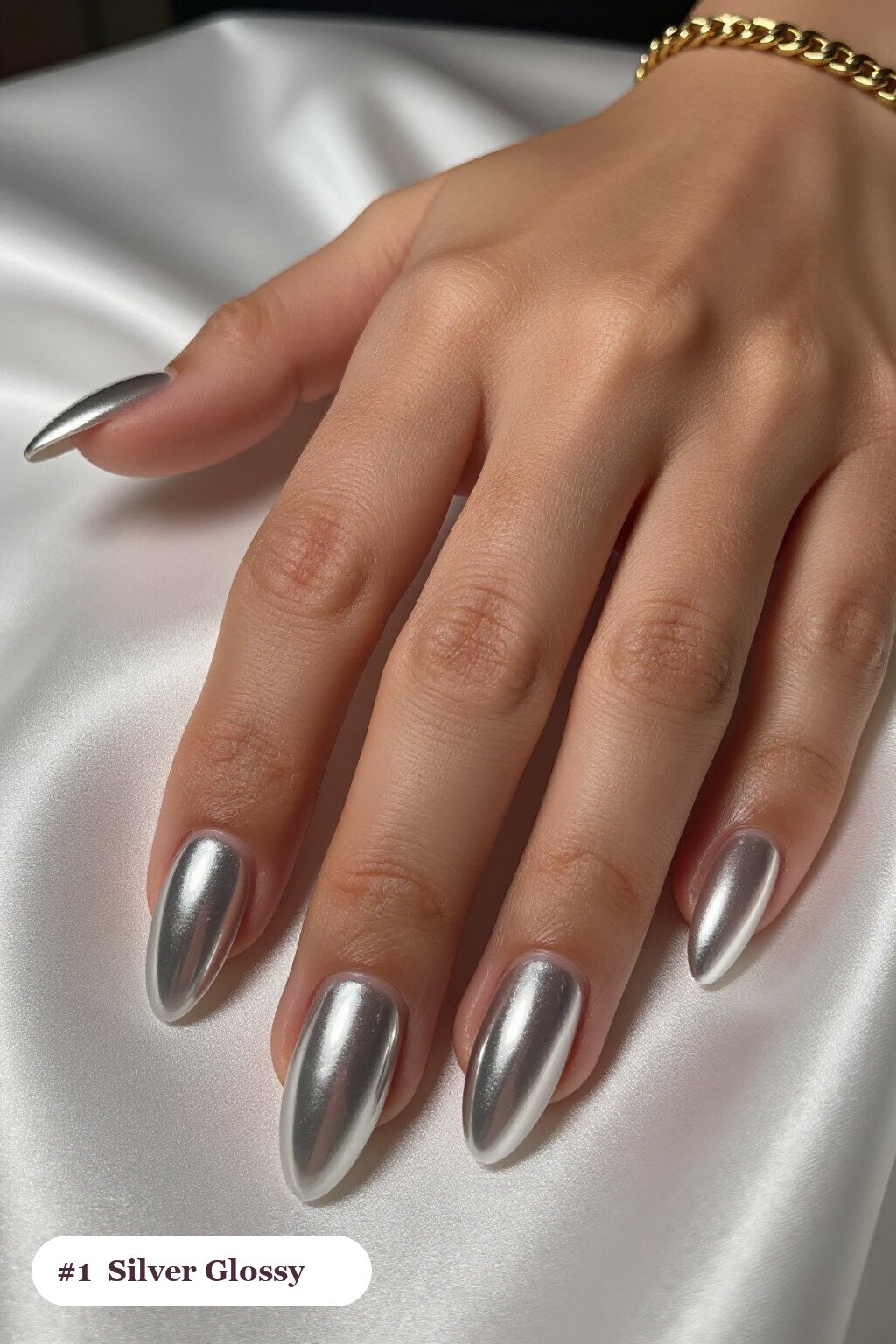 Simple Winter Nails: Mirror‑Gloss Ballerina Silver Set - simple winter nails Simple Winter Nails: Mirror‑Gloss Ballerina Silver Set - simple winter nails