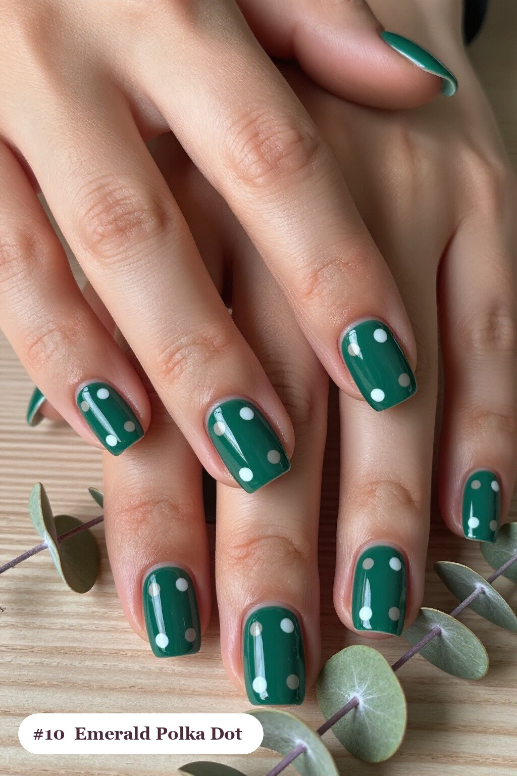 Emerald Square Polka‑Dot Playful Two‑Tone Design - simple winter nails Emerald Square Polka‑Dot Playful Two‑Tone Design - simple winter nails
