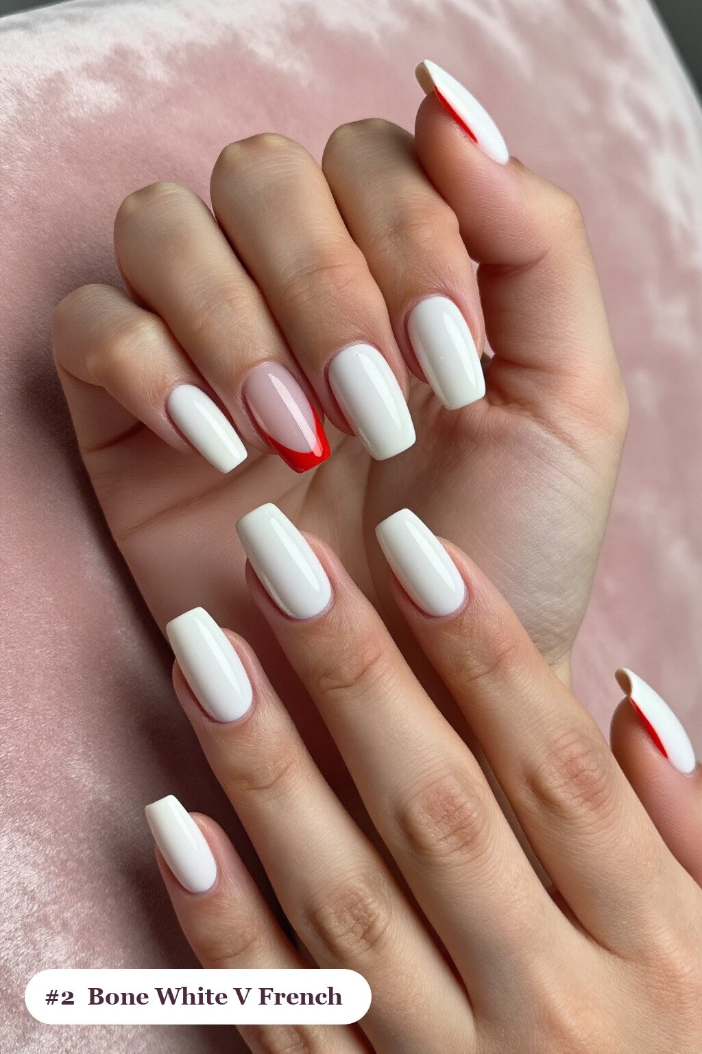Bone White Square Nails with Bold V‑French Tips for Halloween - square halloween nails