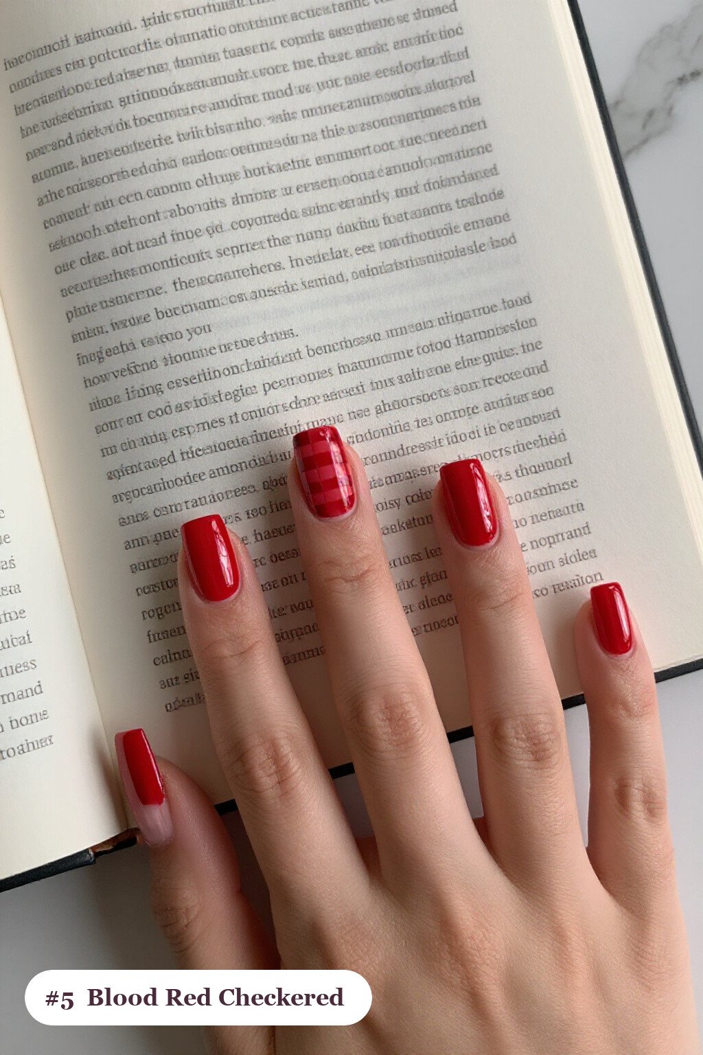 Blood Red Square Nails with Checkerboard Accents: Best Shades for Every Season - square halloween nails
