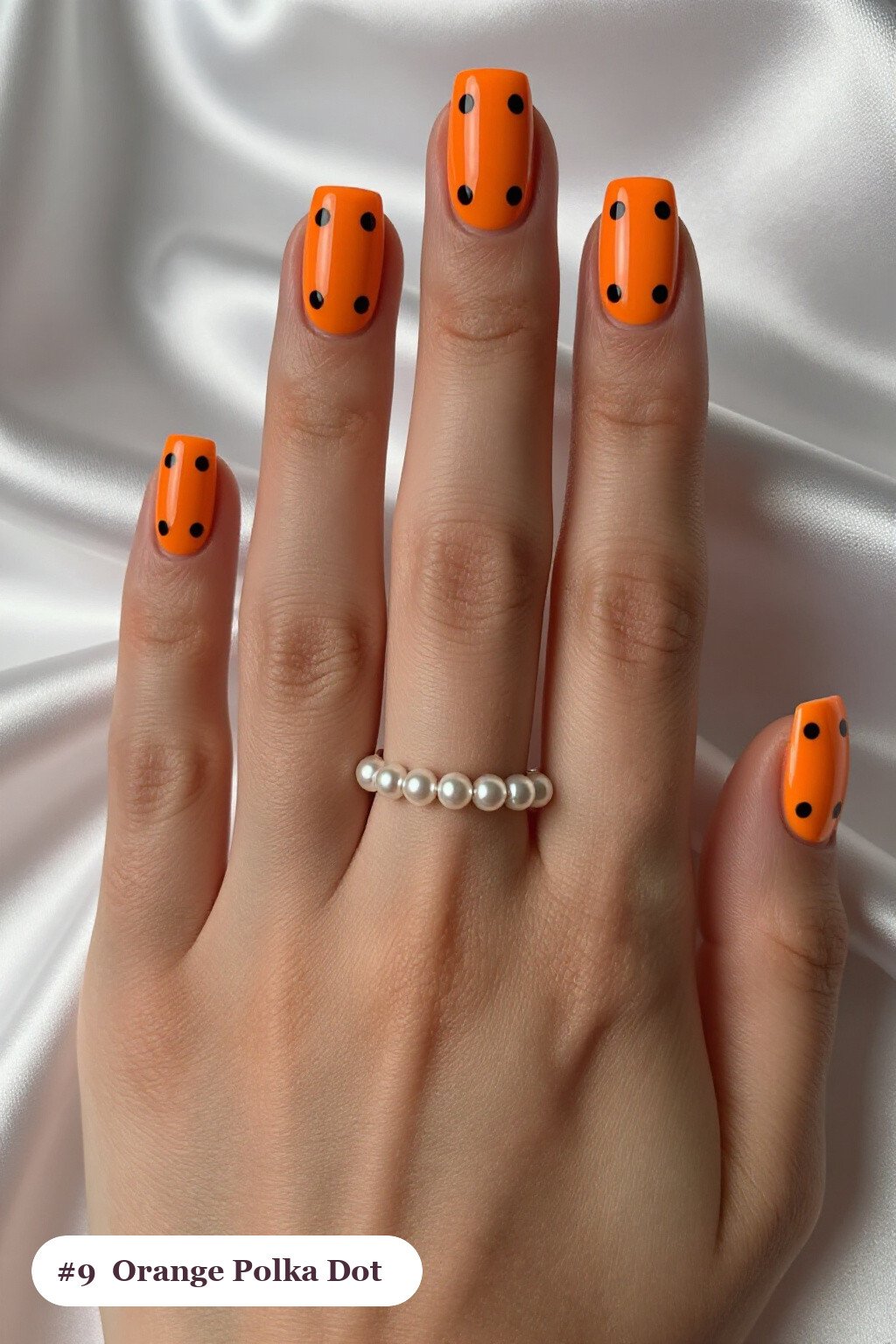 Playful Orange Polka‑Dot Square Halloween Nails - square halloween nails
