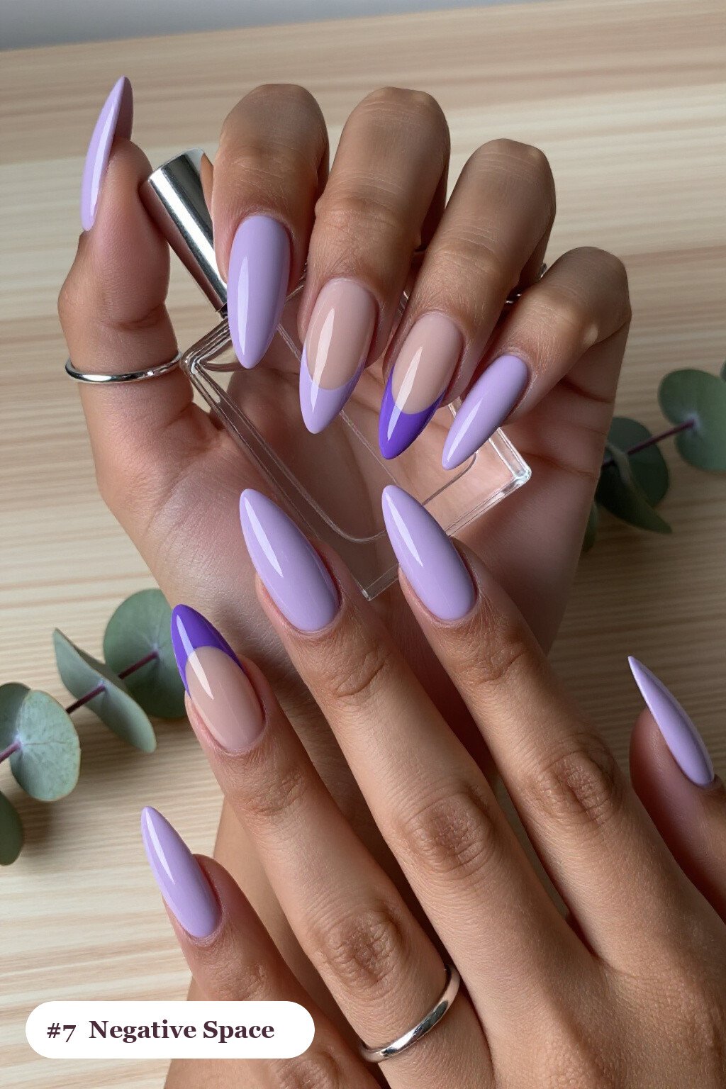 Long stiletto lavender nails in a negative-space design with sheer nude windows and bold colour shapes, thanksgiving style - thanksgiving acrylic nail ideas