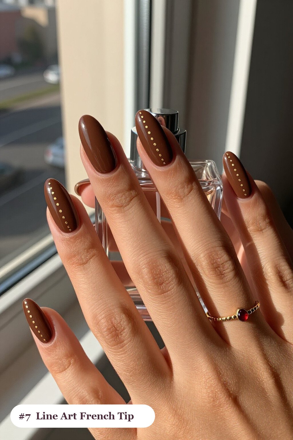 Chocolate Brown French Tip Nails with Gold Line Art: How to Make Them Last Longer - thanksgiving french tip nails