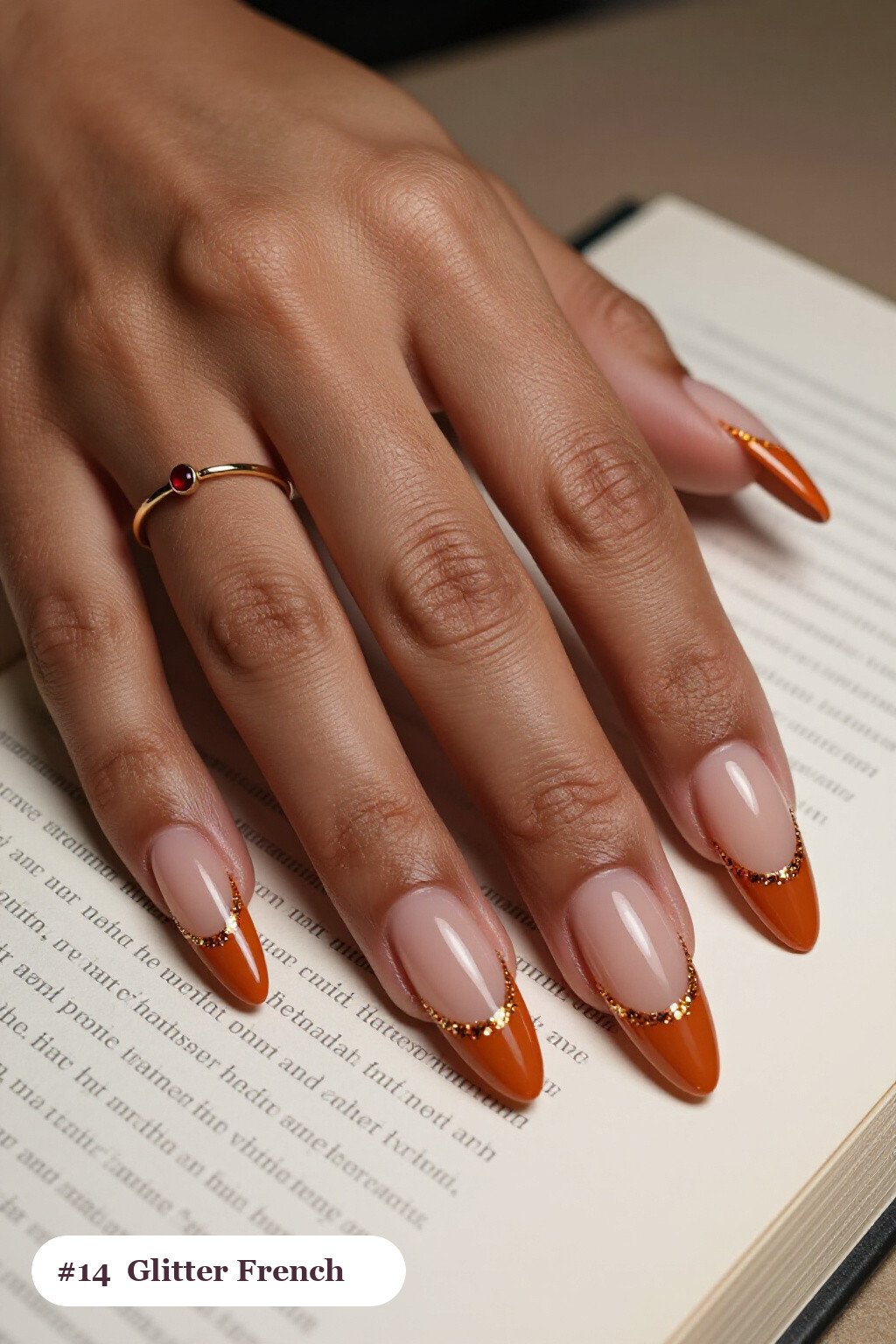 Burnt Orange Stiletto Nails with Glitter‑Packed French Tips: Thanksgiving Nail Ideas Autumn - thanksgiving nail ideas autumn Burnt Orange Stiletto Nails with Glitter‑Packed French Tips: Thanksgiving Nail Ideas Autumn - thanksgiving nail ideas autumn