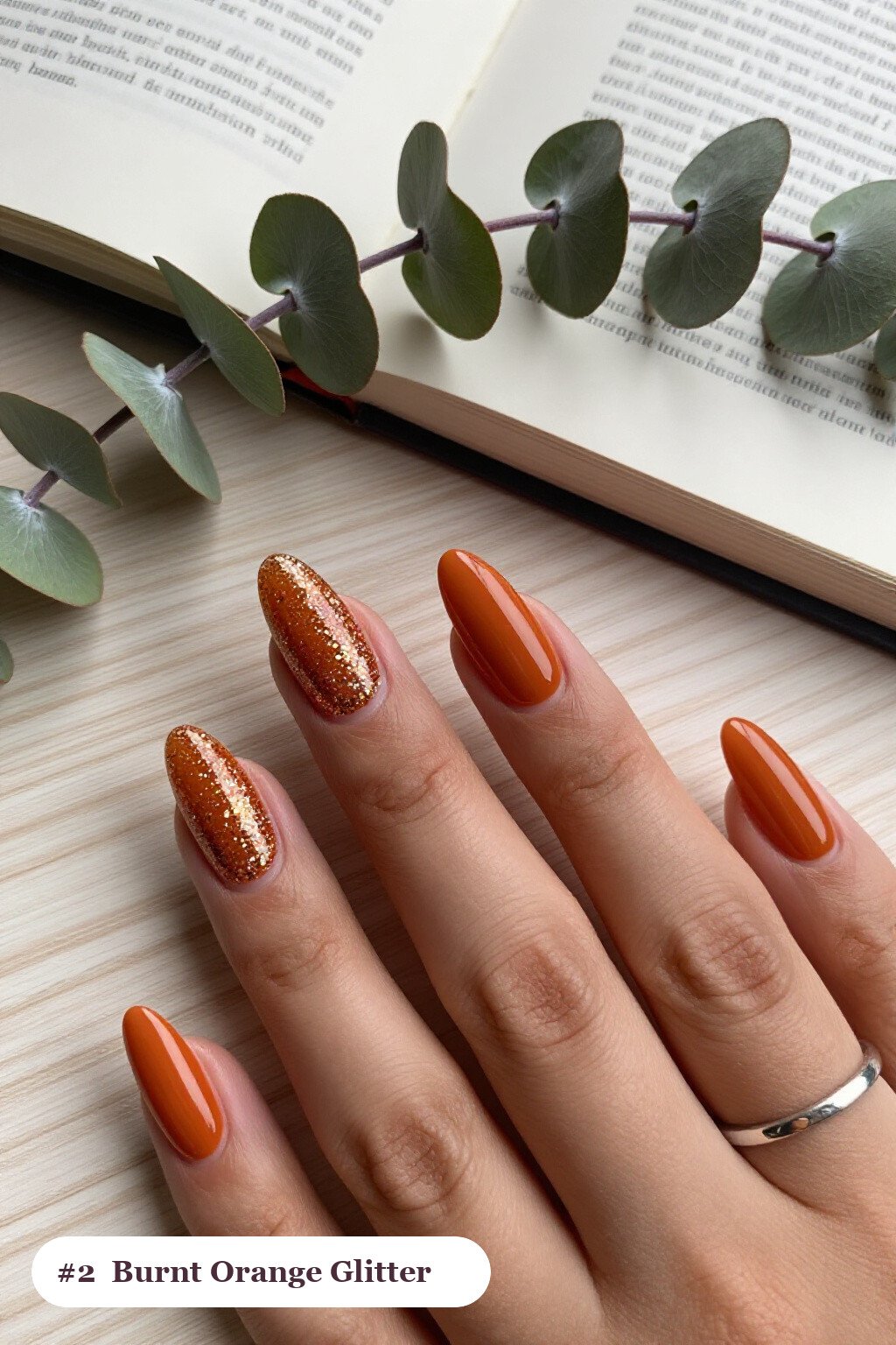 Burnt Orange Almond Nails with Glitter Gradient – Perfect Autumn Vibes - thanksgiving nail ideas autumn Burnt Orange Almond Nails with Glitter Gradient – Perfect Autumn Vibes - thanksgiving nail ideas autumn