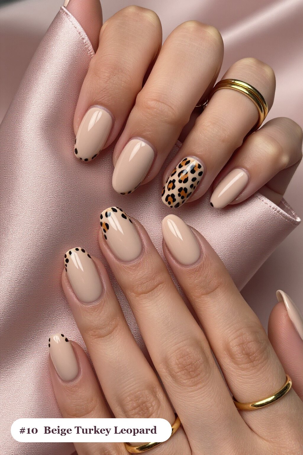 Nude Beige Square Nails with Leopard Print Accents: On Short Nails - thanksgiving turkey nail designs