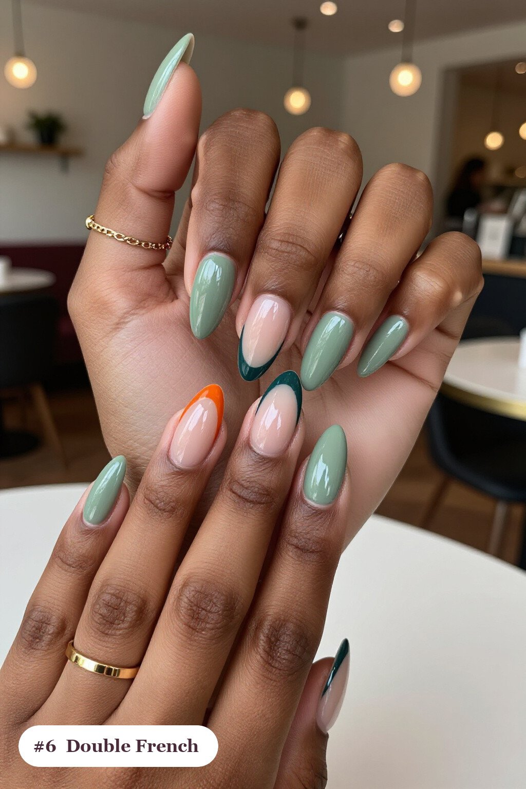 Sage Green Almond Nails with Double‑Line French Tips: How to Make Them Last Longer - thanksgiving turkey nail designs