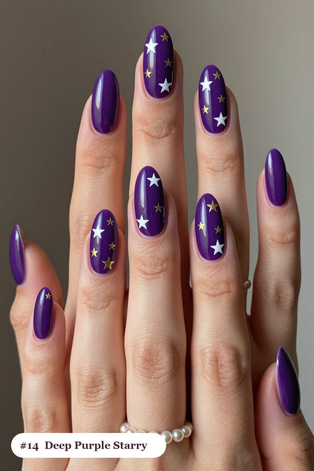 Long Square Deep Purple Nails Sprinkled with White and Gold Stars - trendy halloween nails Long Square Deep Purple Nails Sprinkled with White and Gold Stars - trendy halloween nails