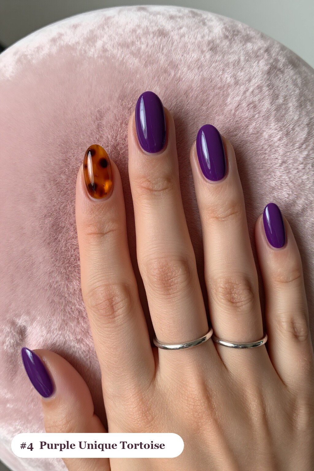 Medium Oval Deep Purple Nails with Glossy Amber Tortoiseshell Accents - unique halloween nails Medium Oval Deep Purple Nails with Glossy Amber Tortoiseshell Accents - unique halloween nails