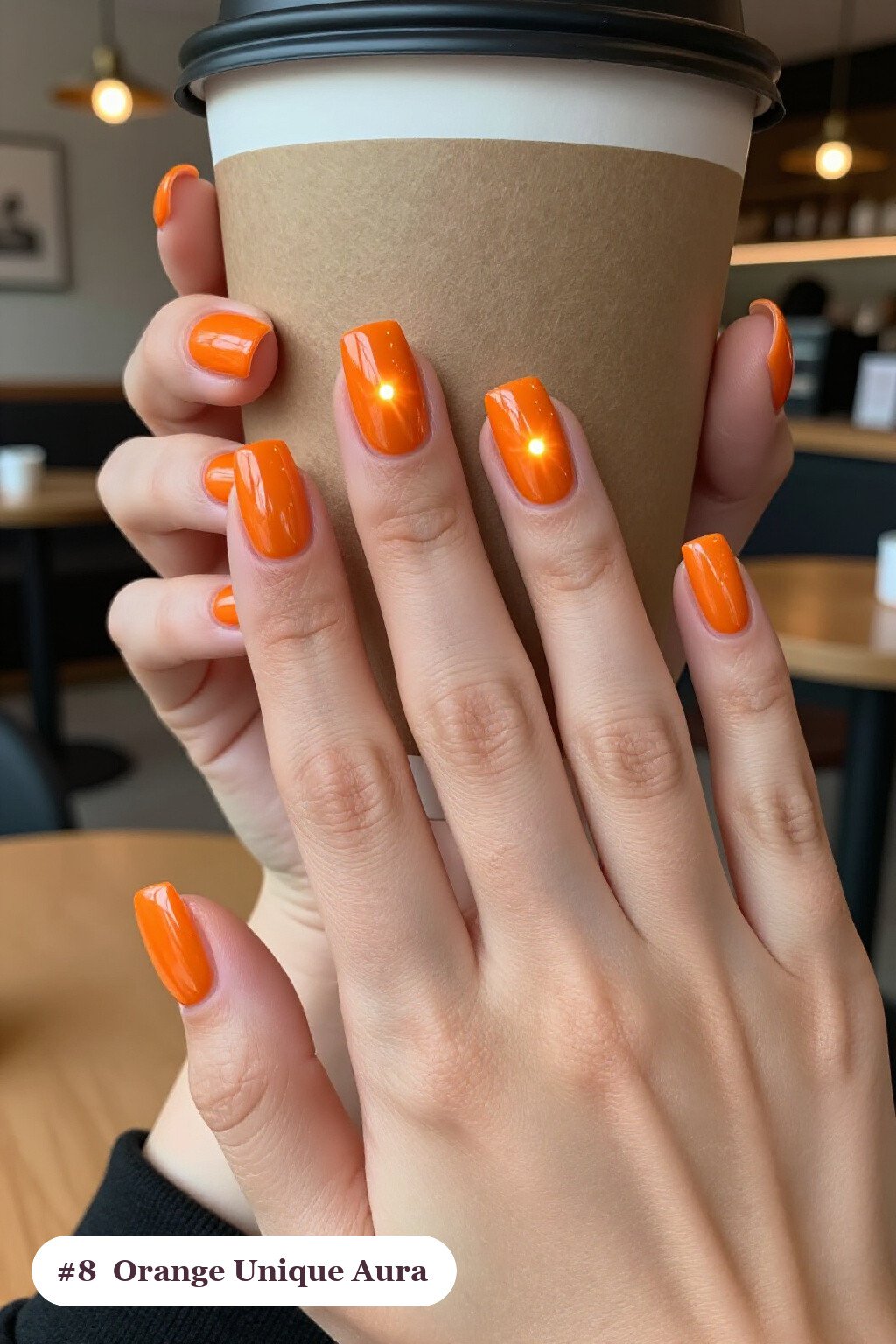 Medium Square Orange Nails Showcasing an Airbrushed Aura Glow - unique halloween nails Medium Square Orange Nails Showcasing an Airbrushed Aura Glow - unique halloween nails