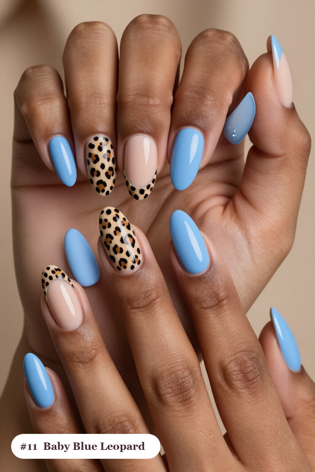 Leopard Print Accent Coffin Baby Blue Nails: Best Shades for Every Season - winter baby blue nails