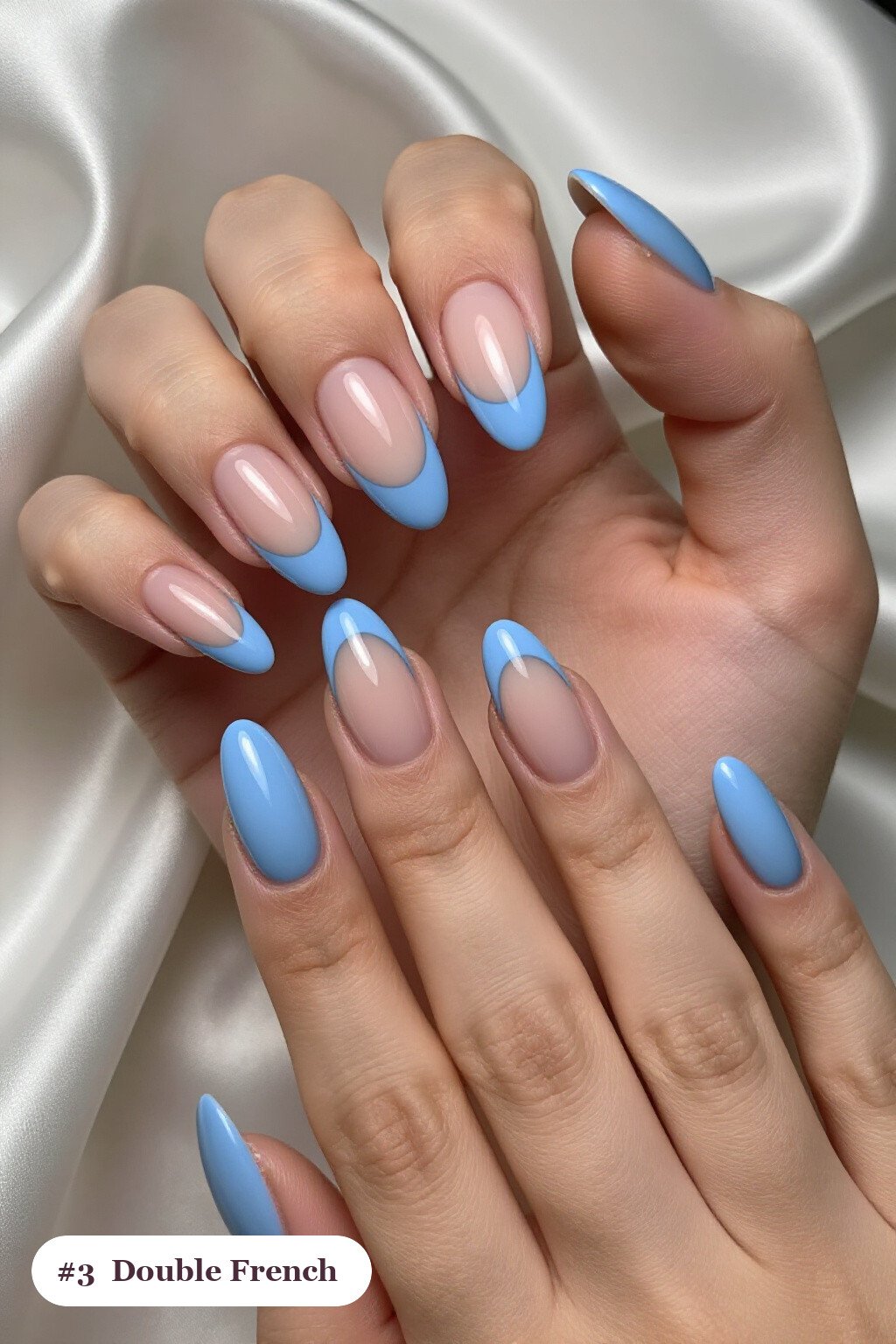 Double‑Line French Coffin Baby Blue Nails with Soft Nude Details - winter baby blue nails