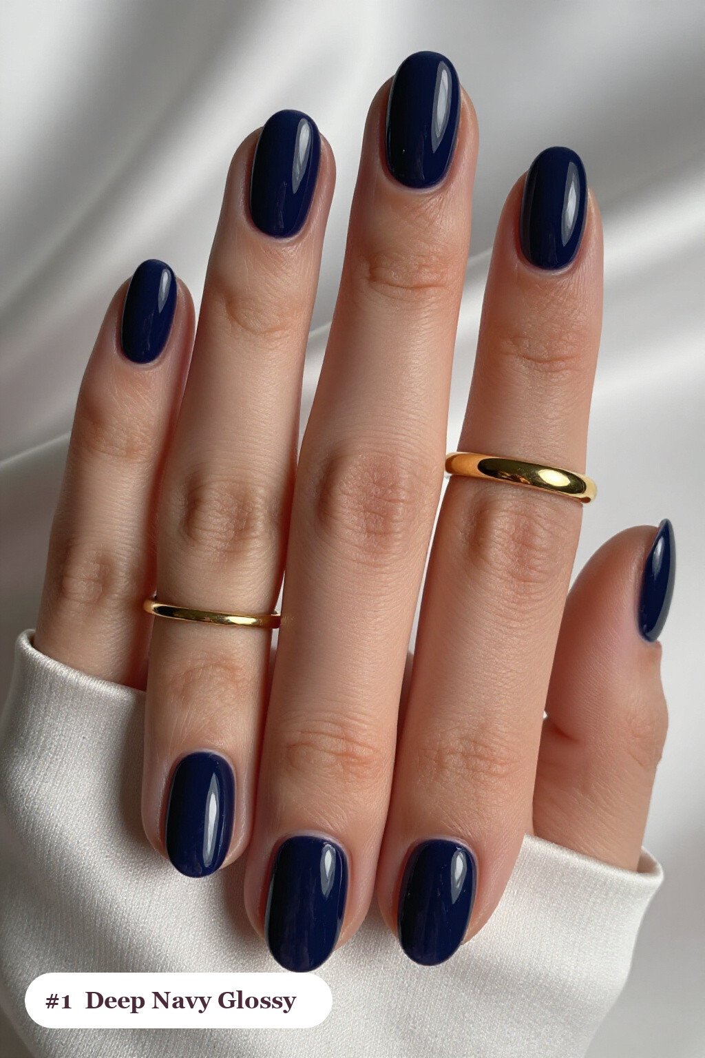 Deep Navy Mirror‑Gloss Medium Ovals: Winter Holiday Nails - winter holiday nails