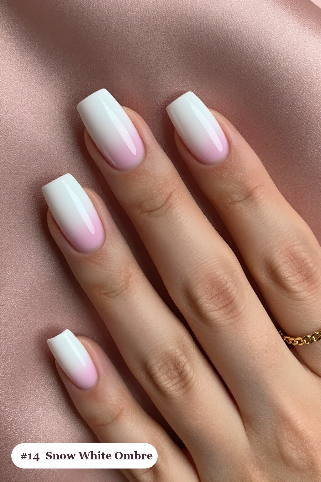 Two‑Colour Snow White Ombre Squares: On Short Nails - winter holiday nails