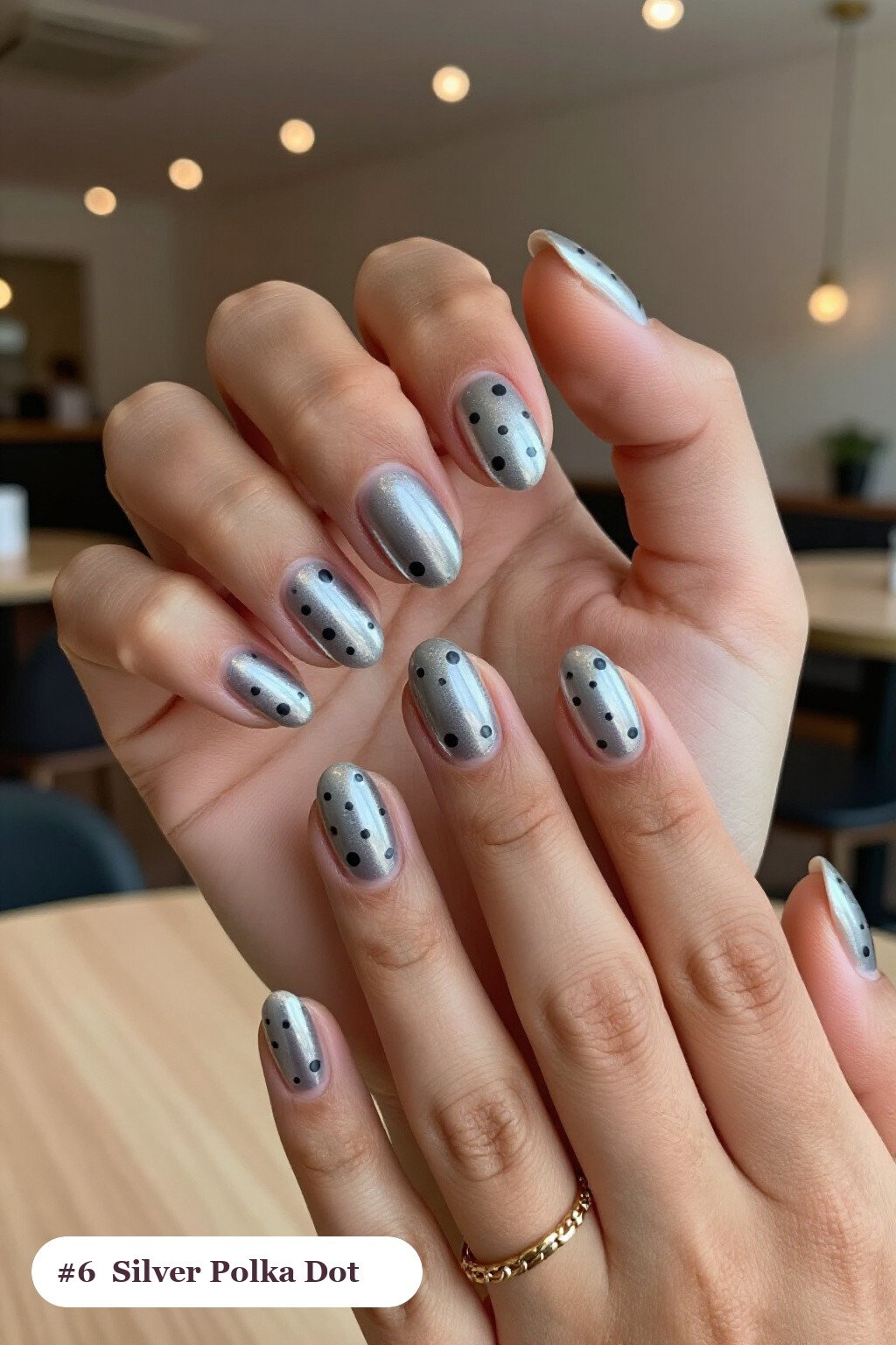 Medium Oval Silver Polka Dot Nails: Best Shades for Every Season - winter nails