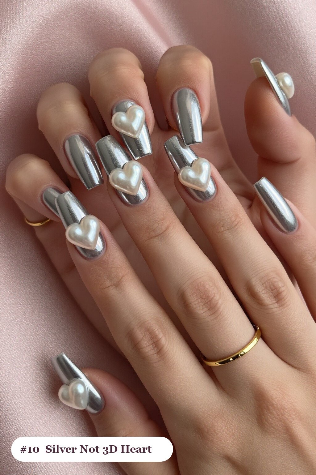 Silver Long Square with Chunky 3D Gel Hearts and Pearls: How to Make It Last Longer - winter nails not christmas