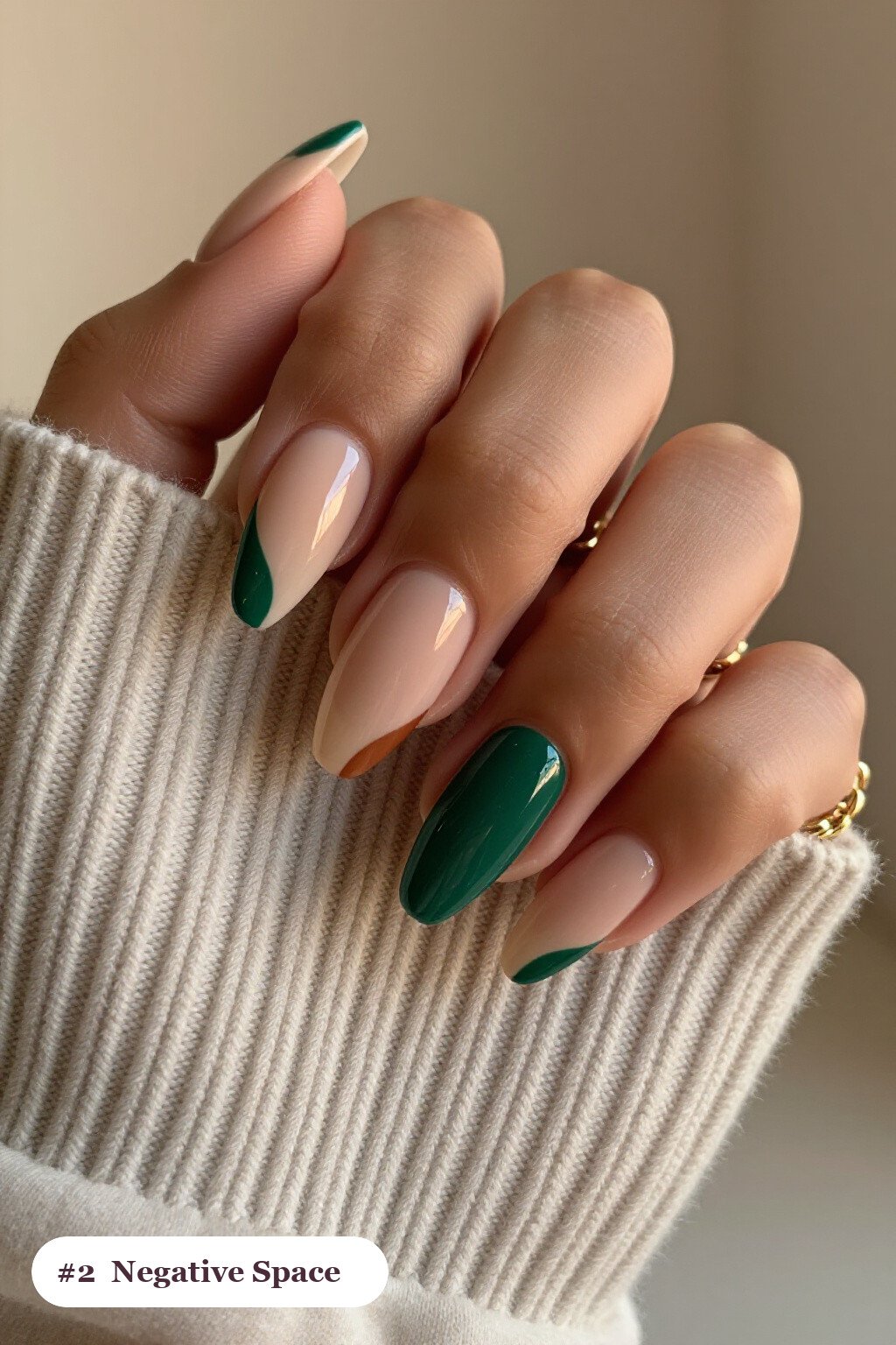 Emerald Negative‑Space Coffin: Sheer Nude Windows Meet Bold Colour - winter nails not christmas