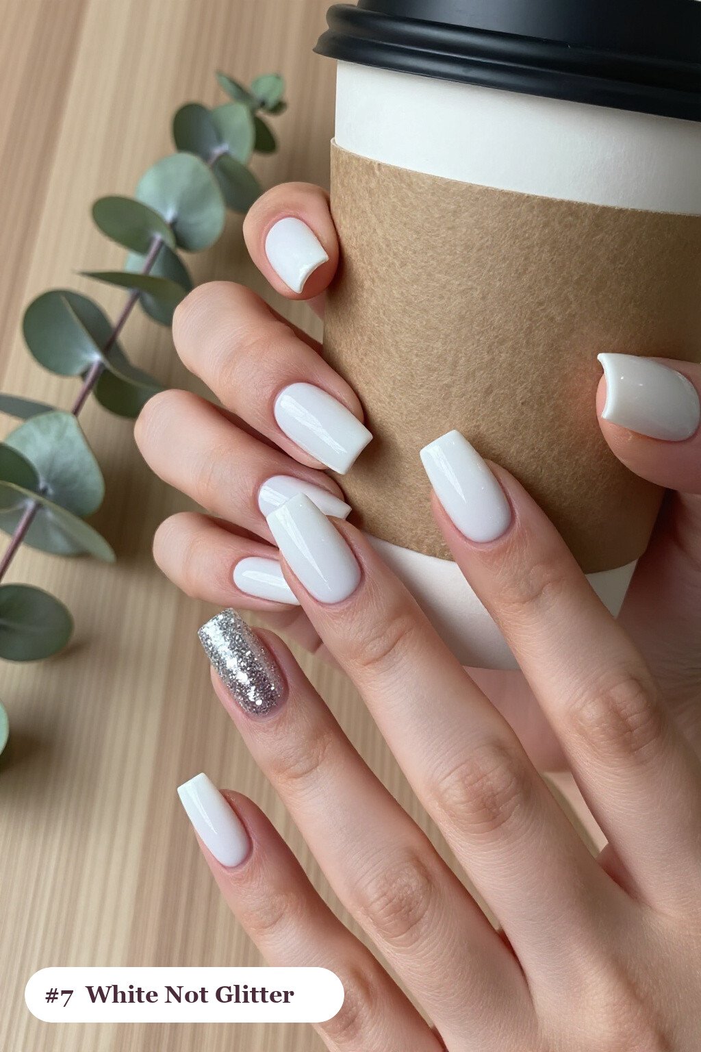 Snow White Glitter‑Gradient Square: Sparkling Cuticle Rise - winter nails not christmas