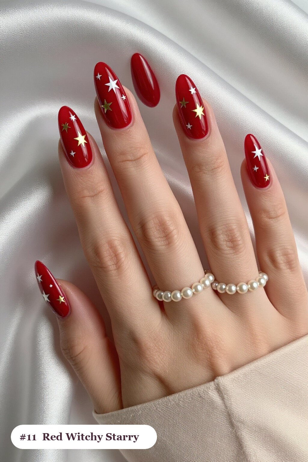 Blood Red Coffin Nails with Stars: How to Make It Last Longer - witchy halloween nail designs