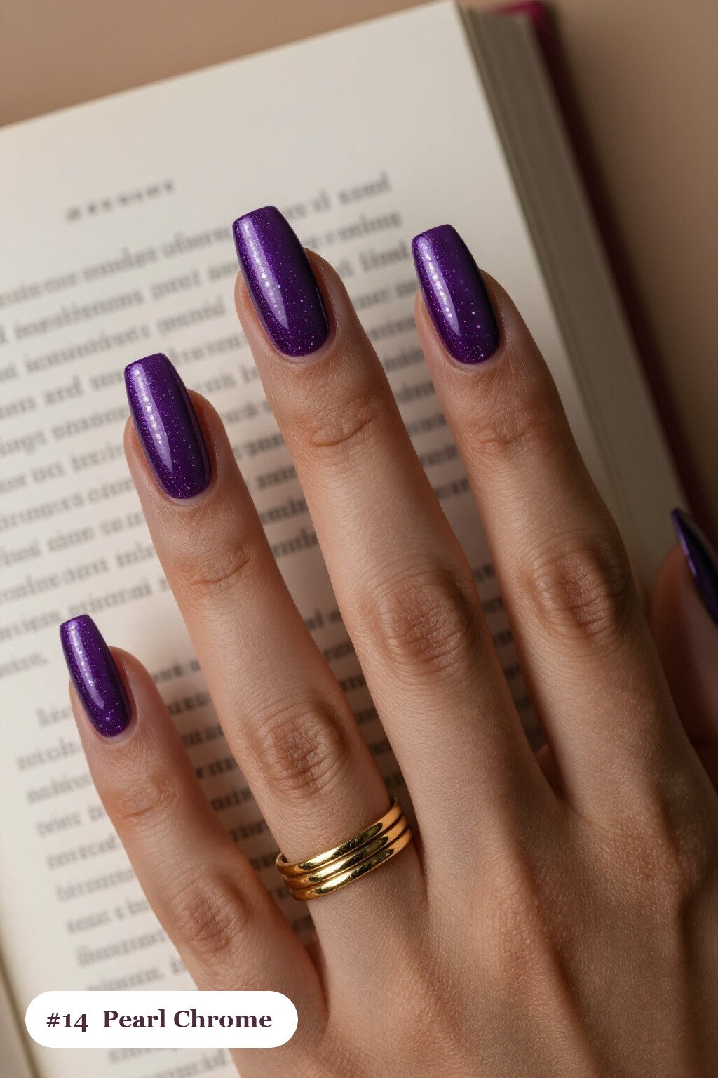 Deep Purple Square Nails with Glazed Pearl Chrome: On Short Nails - witchy halloween nail designs