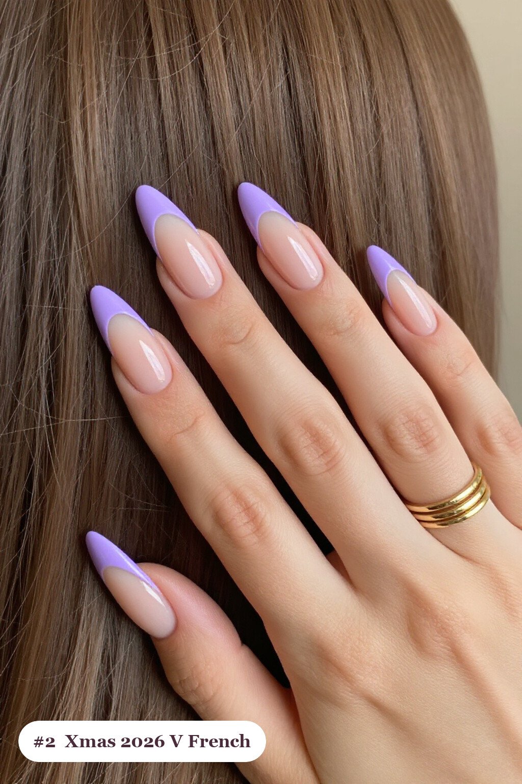 Lavender Coffin Nails with Deep V‑French Tips for Festive Flair - xmas nail ideas 2026